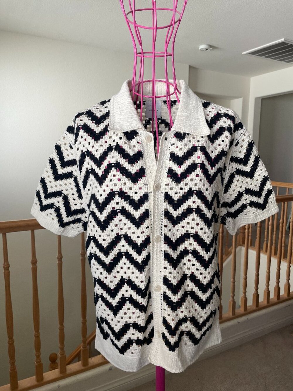 NWT Varley - Anais Crochet Polo Shirt